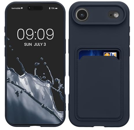 kwmobile Handyhülle für Apple iPhone Air Hülle mit Kartenfach - TPU Case - Kabelloses Laden - Schutzhülle Cover in Dunkelblau