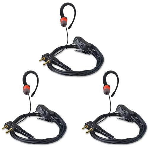 HYS Funkgeräte Ohrhörer Kompatibel für Midland G7 pro G8 G9 Pro | 3 Stück, G-Form Kopfhörer PTT Headset, 2-poliges für M24 Plus M48 M99 G6 XT G7 XTR Alan HP450