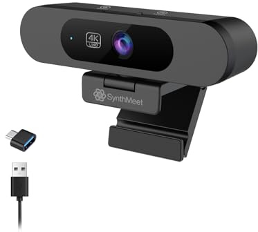 4K Webcam for PC, AI Auto Framing, Picture-in-Picture, USB Webcam with 2x Noise Reducing Mics, Auto Light Correction, 5X Zoom, 92°FOV, Plug and Play, Ideal for High-end Meeting, Video Calling