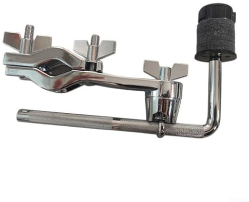 Abrazadera de montaje de batería con soporte de brazo de platillo, abrazadera múltiple resistente para tambores, soporte de barra en L ajustable para accesorios de percusión, acabado plateado para