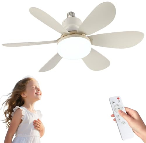 Ceiling Fans with Lights and Remote, E27/B22 Bayonet Fitting Ceiling Fan Light Bulb, 40W Dimmable LED Quiet Bedroom Fan, 3 Speeds Timer Fan Lights Ceiling (Black)