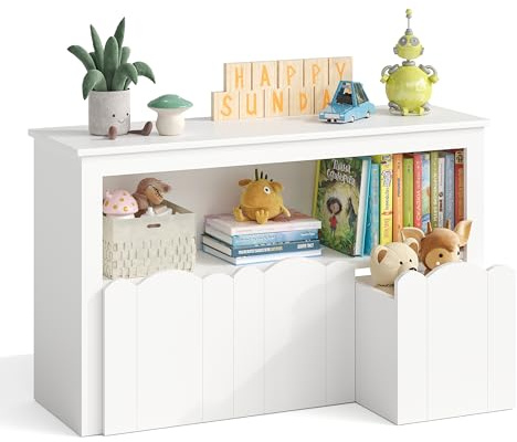 Fiona's magic Weißes Aufbewahrungsregal für Kinder, mit 2 Aufbewahrungsboxen & Rollen, Praktischer Stauraum für Kinderzimmer, geeignet für Bücher und Spielsachen