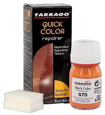Tarrago | Quick Color 25 ml | Tinte Reparador para Cuero (Naranja De Lujo 670)