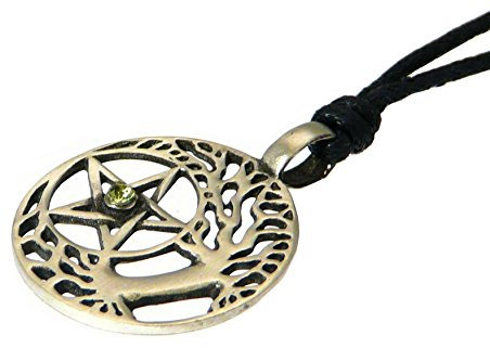 benerini Pewter Druids Tree Pendant on Adjustable Black Cord Necklace