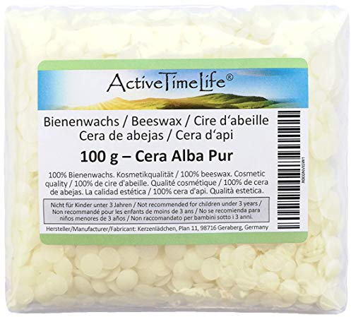 ActiveTimeLife® Bienenwachs Pastillen Bio weiß | Premium | 100 g ideal für Kosmetik Kerzen Cremes Salben Seifen Wachstücher - Nachfüllpack