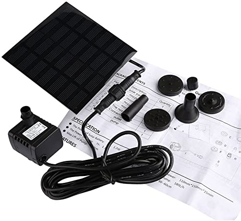 EMEBAY – Actualización Bomba de agua solar en miniatura 7V Fuente para jardín, estanque para el agua - Altura del ciclo del agua: máximo 95 cm