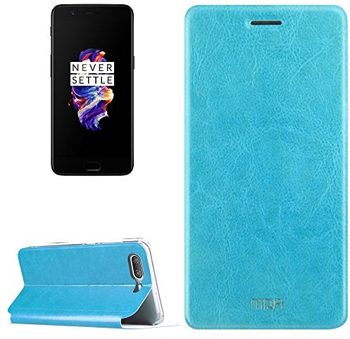 OnePlus 5 Handyhülle Flip Cover, Farbe: blau, Stützfunktion für TV Nutzung, Magnesium-Schild für erhöhten Schutz