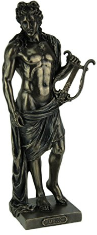 Veronese Design Polyresin Posierender griechischer Gott Apollo, hält seine Lyre Statue