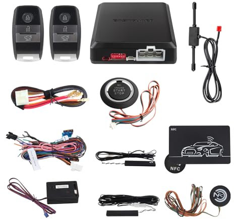 EASYGUARD EC002-K2-NS remote control PKE Car alarm system with proximity sensor lock unlock remote engine start push start button NFC entry backup vibration alarm hopping code DC12V