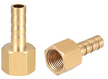 sourcing map Brass Hose Barb Fitting Connector, 6mm Barb G1/8 Female Thread Pipe Adapter, 2Pcs