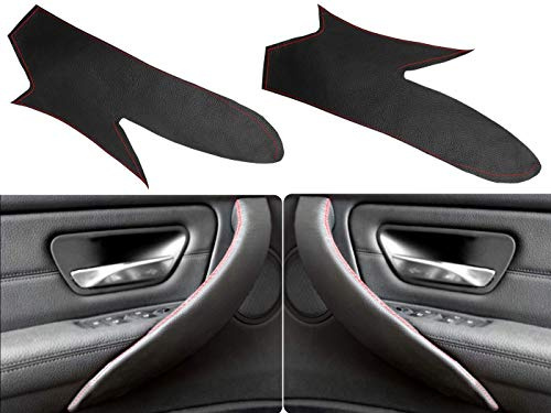 Leather Steering Door Handle Cover Set 3 Series & 4 Series F30/ F31/ M3/ F32/ F33/ M4 (Left & Right, Black/Red)