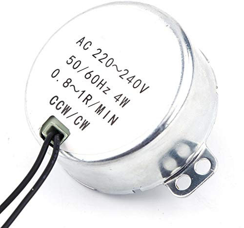 TOPINCN Electric Synchronous Motor, Geared Synchron Turntable Motor Round 4W Cw/Ccw Ac 220-240V(0.8-1Rpm)