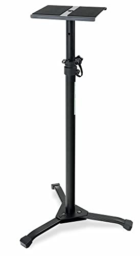 Pronomic SLS-20 Studio Monitor Stativ faltbar - klappbare Füße - höhenverstellbar von 75 cm bis 130 cm - Ablagefläche mit Moosgummistreifen für Monitorboxen oder HiFi-Lautsprecher - schwarz