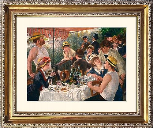 artissimo, Grand-Masters, Kunstdruck in Barock-Rahmen gerahmt, 63x53cm, AG4677, Renoir : Lunche on of the Boating Party, Bild mit Rahmen und Passepartout, Wandbild, Poster, Wanddekoration