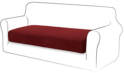 TIANSHU Sofa Sitzkissenbezug Stretch, Sitzkissenbezüge rutschfest, Jacquard-Stretch-Sofasitzbezug, Sofa überzug Elastischer, Schonbezug für Sofa Sitzkissen mit Gummiband (2 Sitzer,Weinrot)