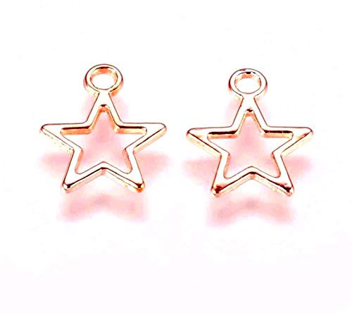 Angel Malone ® A Pack of Plated Metal Star Pendant Charm Beads Jewellery Making Findings - UK Sellerr (Rose Gold 20pcs. 15mm)