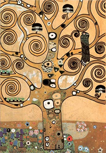 Kunstklappkarte Gustav Klimt Kunstkarte Doppelkarte Grußkarte Glückwunschkarte Goldprägung Lebensbaum