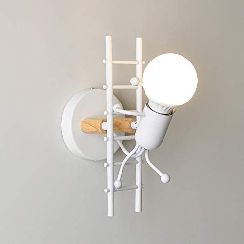 Mengjay- Humanoid Kreative Wandleuchte Innen Wandlampe Modern Kerze Wandleuchte Max 60W E27 Basis Eisen Halter für Schlafzimmer, Kinderzimmer, Wohnzimmer, Treppe, Flur, Restaurant, Weiß