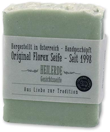 Florex Kaltgerührte Seife Heilerde speziell für Mischhaut empfindliche Haut tägliche Gesichtsreinigung (ohne Palmöl) 150 g