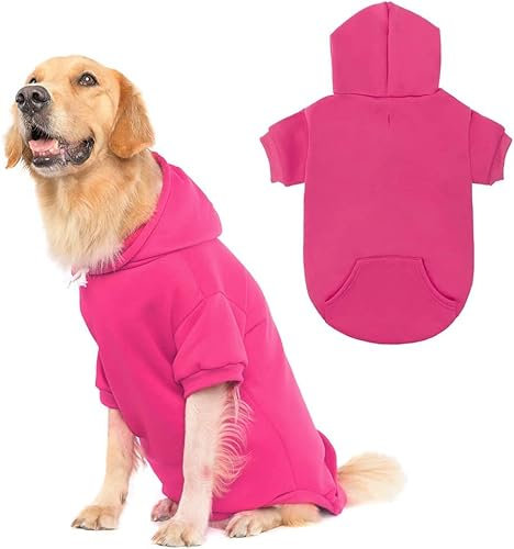Basic Hunde-Kapuzenpullover, Hundejacke, Hundekleidung – weicher und warmer Hunde-Kapuzenpullover mit Loch und Tasche, Hunde-Wintermantel, kaltes Wetter, Kleidung für XS-XXL Hunde