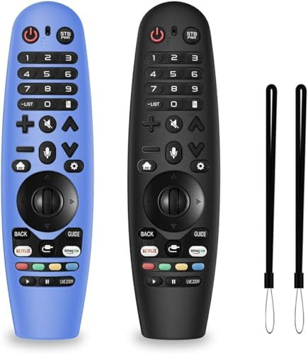 Alquar 2 Packs Silicone Remote Cover for LG AN-MR19BA / LG AN-MR18BA / LG AN-MR600 / LG AN-MR650/ Magic Remote Control, Lightweight Protective Case Cover with Lanyard for LG Smart TV Remote
