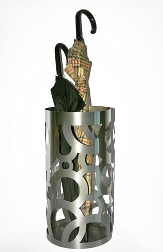 Schirmständer Design Circle 47xØ 23 cm Edelstahl matt Marke Szagato Made in Germany (Regenschirmständer Sonnenschirmständer für große Schirme Schirmständer Balkon Sonnenschirm Regenschirm)