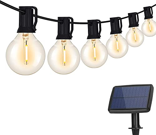 DeepDream Solar Lichterkette Aussen, 7.6M G40 Glühbirnen Lichterkette Außen mit 12+1 Birnes, 4 Lichtmodi IP65 Wasserdicht Außen LED Lichterkette für Garten Balkon Hochzeit Party, Warmweiß