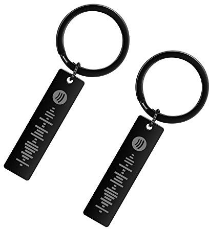 ALBERTBAND Schlüsselbund Damen Personalisierte Scannbare Musik Spotify Code Schlüsselbund Benutzerdefiniert Ihr Musiklied Schlüsselbund (2 pcs-Black)
