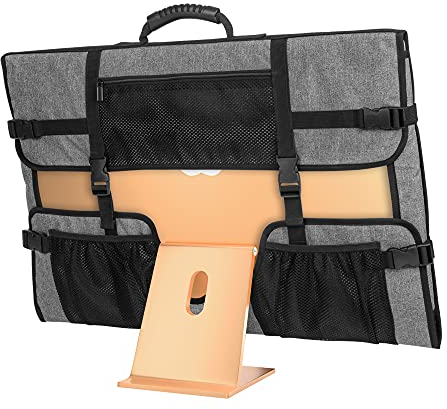 CURMIO Borsa da Viaggio per Computer Desktop Apple iMac da 24, Copertura Antipolvere per Schermo del Computer con Manico in Gomma e Tasche, Grigio (in Attesa di Brevetto)