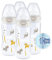 NUK First Choice+ Baby Bottles Set | 0-6 Months | Temperature Control | Anti Colic Vent | 300 ml | BPA-Free | Silicone Teat | Safari (Beige) | 4 Count