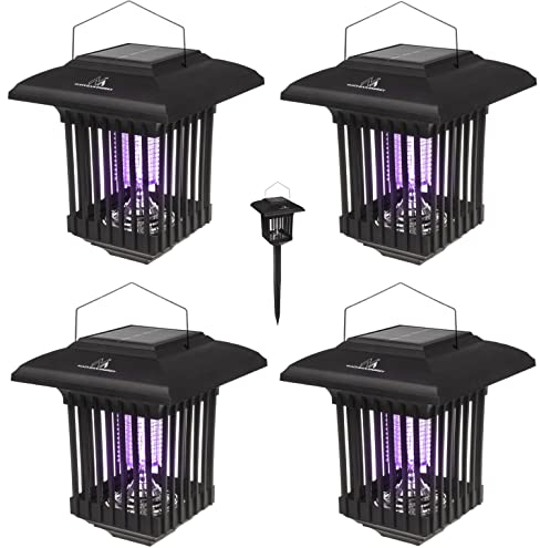 Maclean MCE448 2 in 1 Solar-LED-Dekoleuchte mit Insektenfalle 4-er Pack Mückenlampe mit UV-Licht Solar-Lampe Insektenvernichter 2 Arbeitsmodi IP44 (4 Stück)