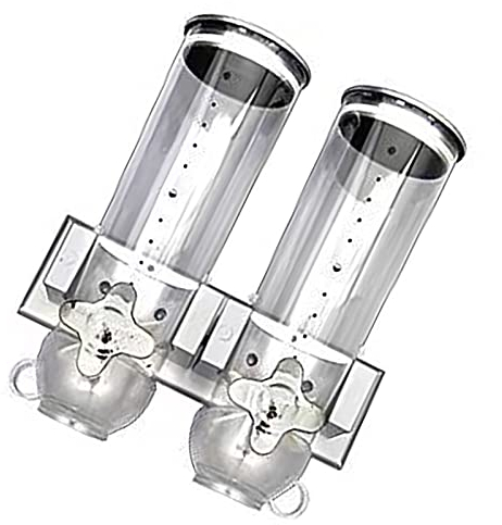 CHAMEEN Double Wall Grain Dispenser Wall Mounted Cornflakes Cornflakes Candy Grain Rice Dispenser Cereal Dispenser Silver