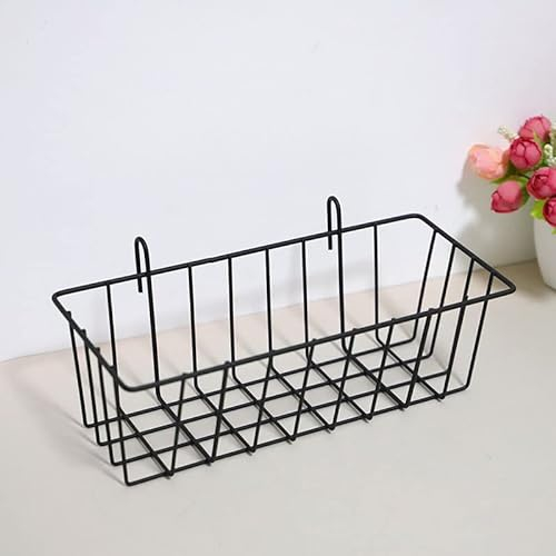 Draht Wandkorb,Gitter Korb Wand Organisator,Eisen Korb Einhängekorbr,Körbe für regal.Hängende Speicher-Körbe für Blumentöpfe Regal Balkon Pflanzenlagerung und Bücherregal/Badezimmer Lagerung (Schwarz)