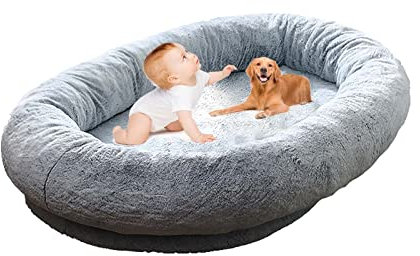 Großes Sitzsack Bett Für Menschen, Hundebett Für Menschen,Haustierbett Für ,Multifunktion Faules Sofa, Sitzsack Stuhl Micro Wildleder Bezug , Beruhigendes Hundebett Plüsch Calming,Weiche Warme ( Color