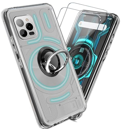 HuiYouMY [4 in 1 hülle und 2 Glas für Unihertz Luna, mit Ring, hülle silikon hülle stoßfest Unihertz Luna schutzhülle schutzfolie Folie handyhülle silikon