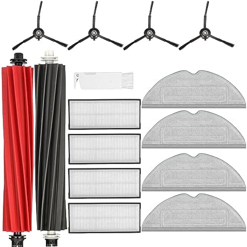 15 accesorios para robot aspirador Roborock S8 / S8+ con 2 cepillos principales (cepillo DuoRoller), 4 toallitas, 4 filtros, 4 cepillos laterales, 1 cepillo de limpieza, juego de accesorios lavables