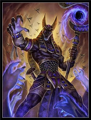 DIY Diamant Painting Bilder,5D Diamond Painting Set,Anubis,ägyptischer Gott,Tod Vollbohrer Diamond Art Painting Kits,Diamant Malerei Bilder Nach Zahlen,für Kinder Erwachsene,Wand Art Dekor 80x100cm