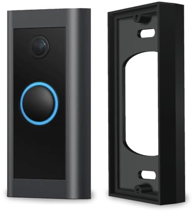 Gestech Angle Mount Wedge Compatible with Smaller Doorbell RingWired, Flush Fit, Mounts Right Or Left (15° Angle Mount V2, Black)