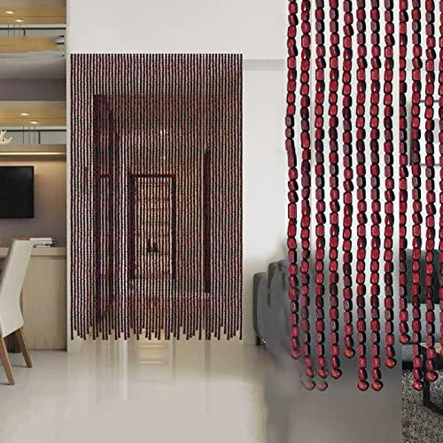 Bamboo Beaded Curtain Natural,Wood Beaded Door Beads,Doorway Curtain Room Divider,String Bead Curtain Fly Screen Doors Cutain,Fly Screen Curtain,For Partition,Customizable (140 strands (140x220cm))