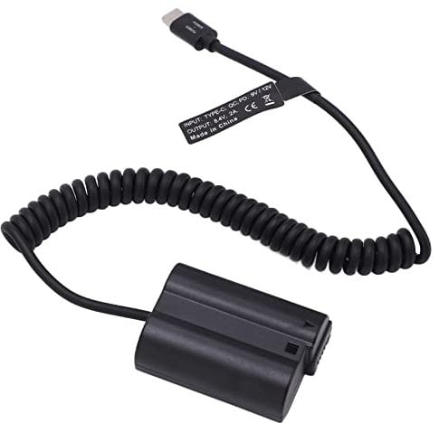External Dummy Battery, Type C Dummy Battery External with EN‑EL15 Spring Cable for Nikon Camera