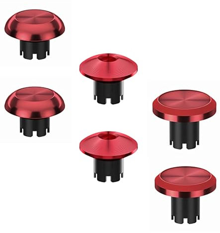 Ceozon Replacement Metal Thumbsticks for Ps5 Edge Controller 6 in 1 Swap Analog Joystick Thumb Grips Accessories (Red)