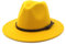 NOAMED Fengyan Hut für Herren, breite Krempe, Winter, Jazz, Fedora-Hut mit Ledergürtel, elegante Dame, Kirche, formelle Filzhüte für Damen, gelb, 6 7/8-7 1/8