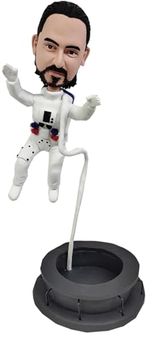 RODMAIE Individuelle Wackelkopf-Figur, personalisierter Wackelkopf mit Bild, männlicher Astronaut, handgefertigtes Armaturenbrett, Hobbleheads-Skulptur