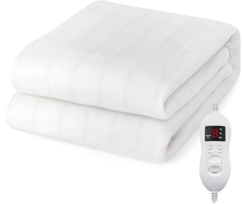 RELAX4LIFE Heated Mattress Pad, Electric Heating Bed Warmer with Single/Dual Control, 8 Heat Settings, Overheat Protection, Machine Washable Fitted Heated Underblanket (Double-190 x 135cm)