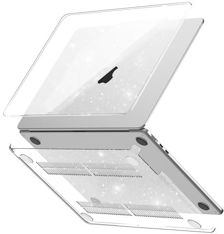 GPXIIZ Hülle Kompatibel mit MacBook Air 13.6 Zoll M4 M3 M2 Schutzhülle 2025 2024 2023 2022 Freisetzung A3240 A3113 A2681, Ultradünne Hartschale Snap Case Cover 13,6, Klar Glitter