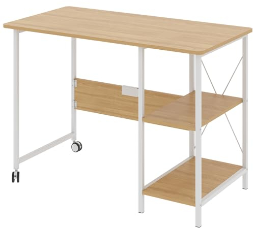 Maclean MC-411 Klappbarer Loft-Schreibtisch, Schreibtisch, Computertisch, Bürotisch | 107x45x75 cm, max. 150 kg Belastung, Klappbar (Helle Buche)