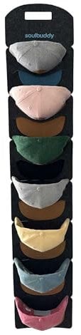 Soulbuddy Cap Organizer für 7 Caps | Aufbewahrung für Schirmmützen | Hängeregal für Kappen | Hat Storage | Baseball Cap Halter