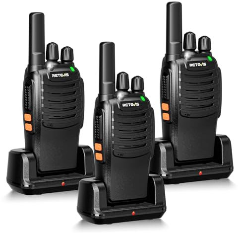Retevis H777 Walkie Talkie, Portable PMR446 Radio Walkie Talkies for Adults, Easy of Use, USB A-Type C, VOX, Flashlight, Walkie Talkies 3 Pack for Family, Cycling, (Black, 3Pcs)