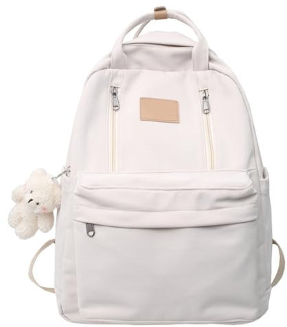 Jeorywoet Preppy -Rucksack für die Schule, ästhetische Rucksack der leichten Akademie, Preppy -Rucksack mit Plüsch für Teenager -Mädchen,
