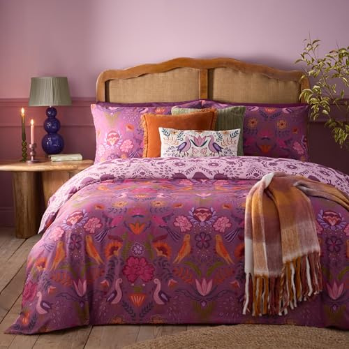 furn. Broderie Floral Reversible Duvet Cover Set, Damson